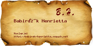 Babirák Henrietta névjegykártya