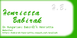 henrietta babirak business card